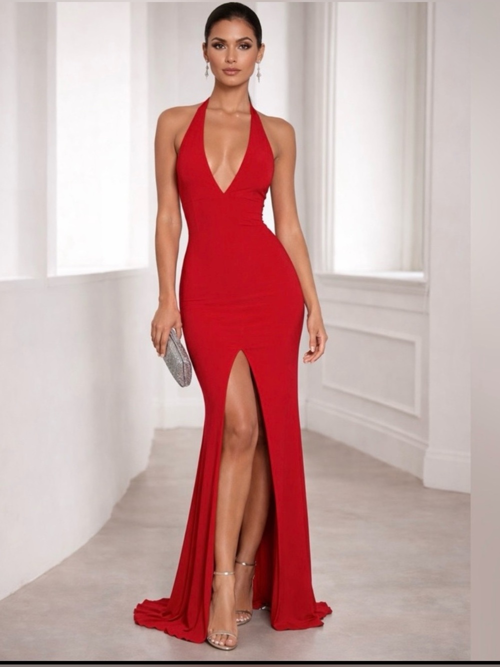 NWT Nookie Illegal Halter Gown Open Back Maxi Dress in Red Sz S